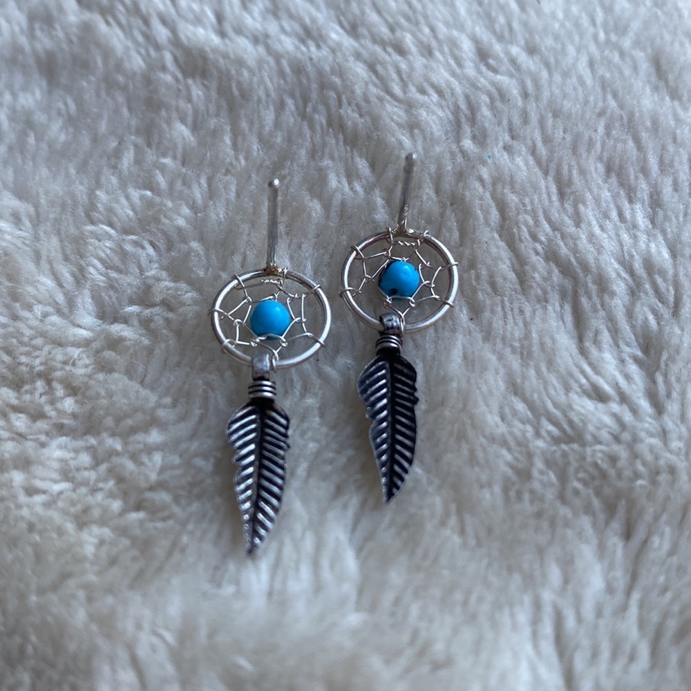 Sterling Silver Dream Catcher Earrings - Picture 2 of 4